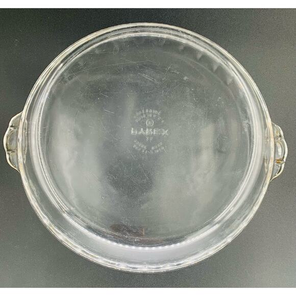 Pyrex Glass Pie Plate Dish Pan 9.5" Round 229 Clear Handles Fluted Edge Stains - Picture 9 of 10